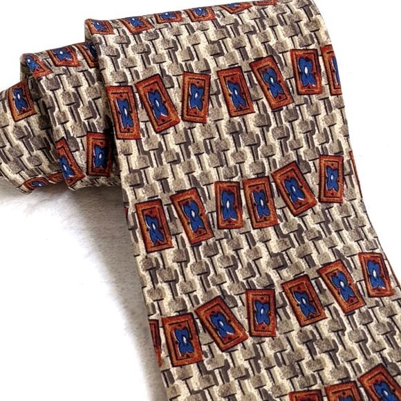 Men's Vintage 100% Silk Abstract Motif Tie by Robert Stewart - Picture 2 of 9